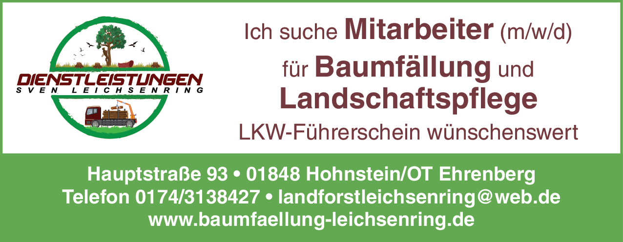 Mitarbeiter für Baumfällung und Landschaftspflege (m/w/d)