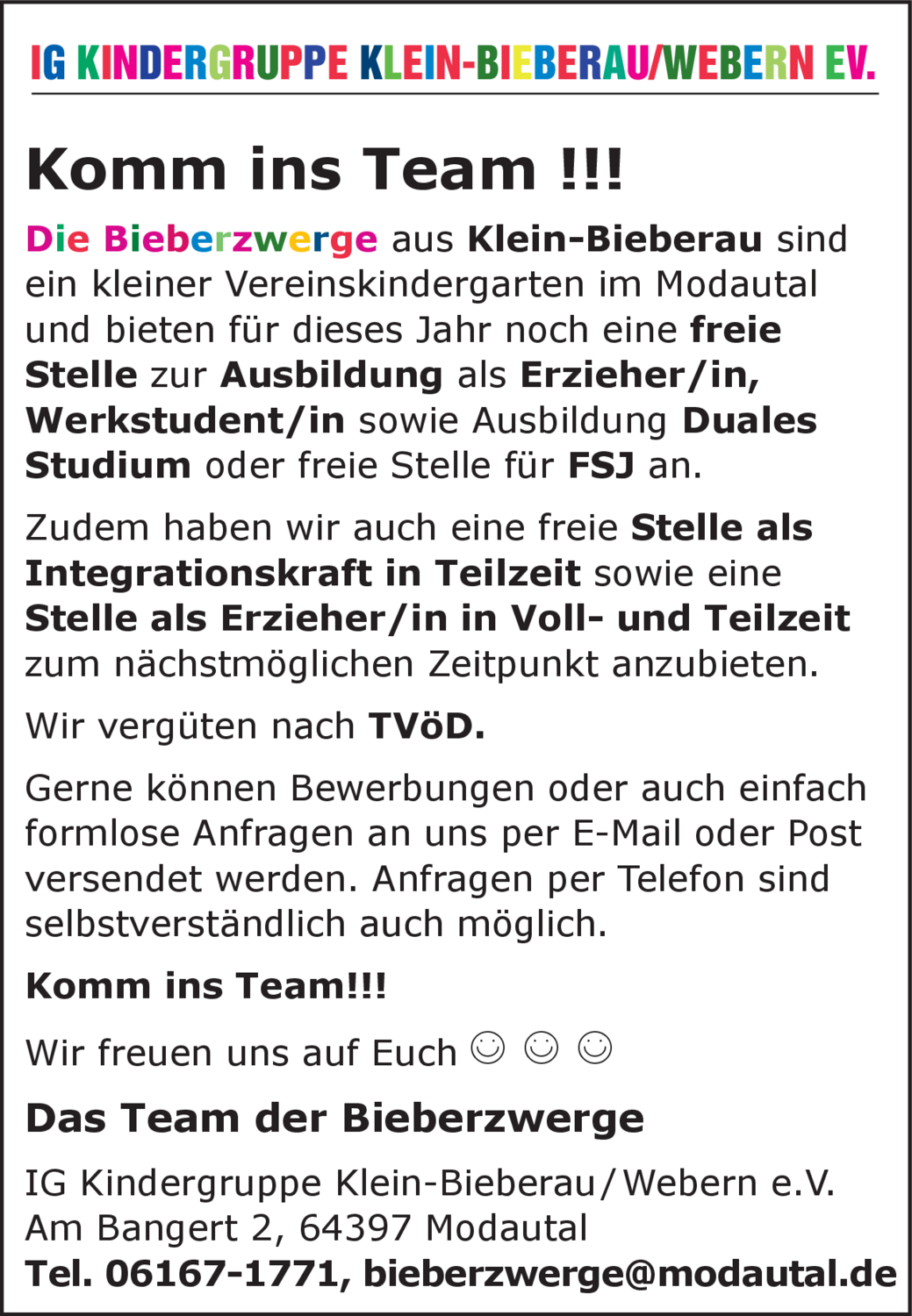 Erzieher/in (m/w/d) zur Ausbildung