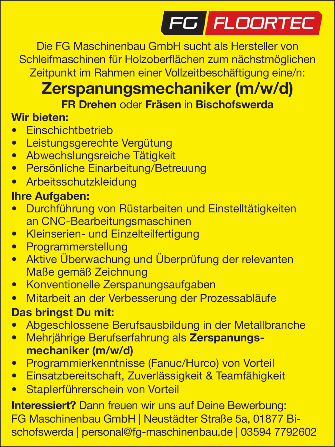 Zerspanungsmechaniker (m/w/d)