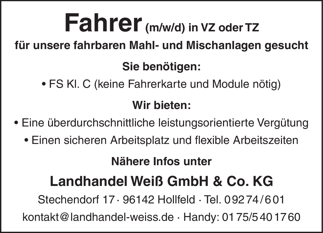 Fahrer (m/w/d)