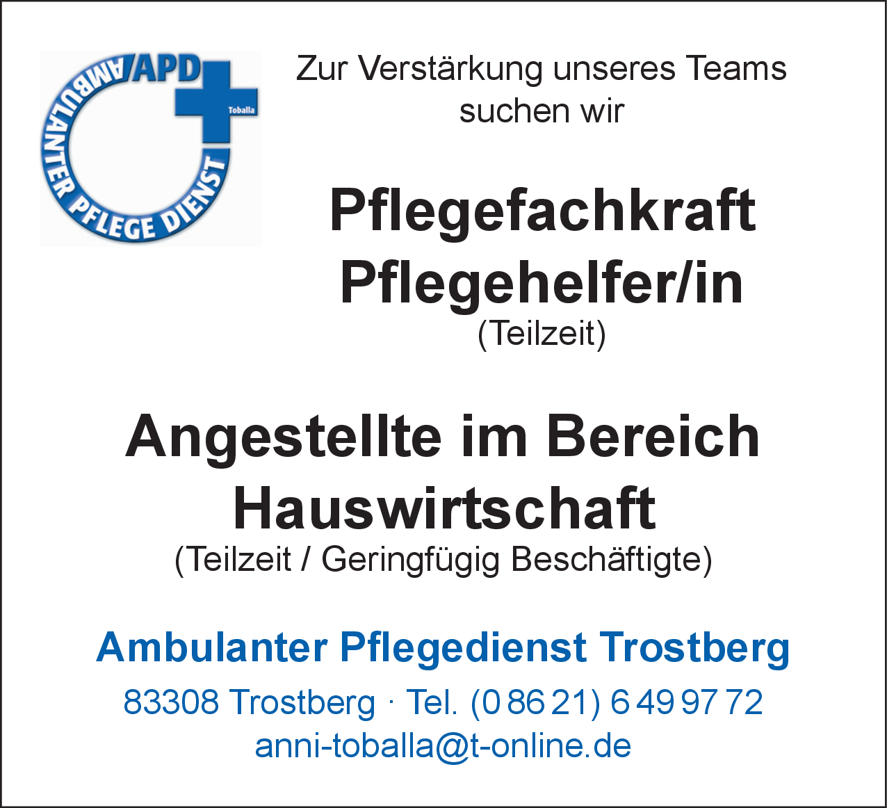 Angestellte im Bereich Hauswirtschaft (m/w/d)