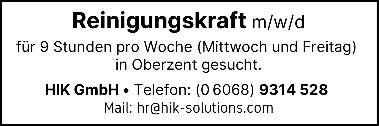 Reinigungskraft (m/w/d)