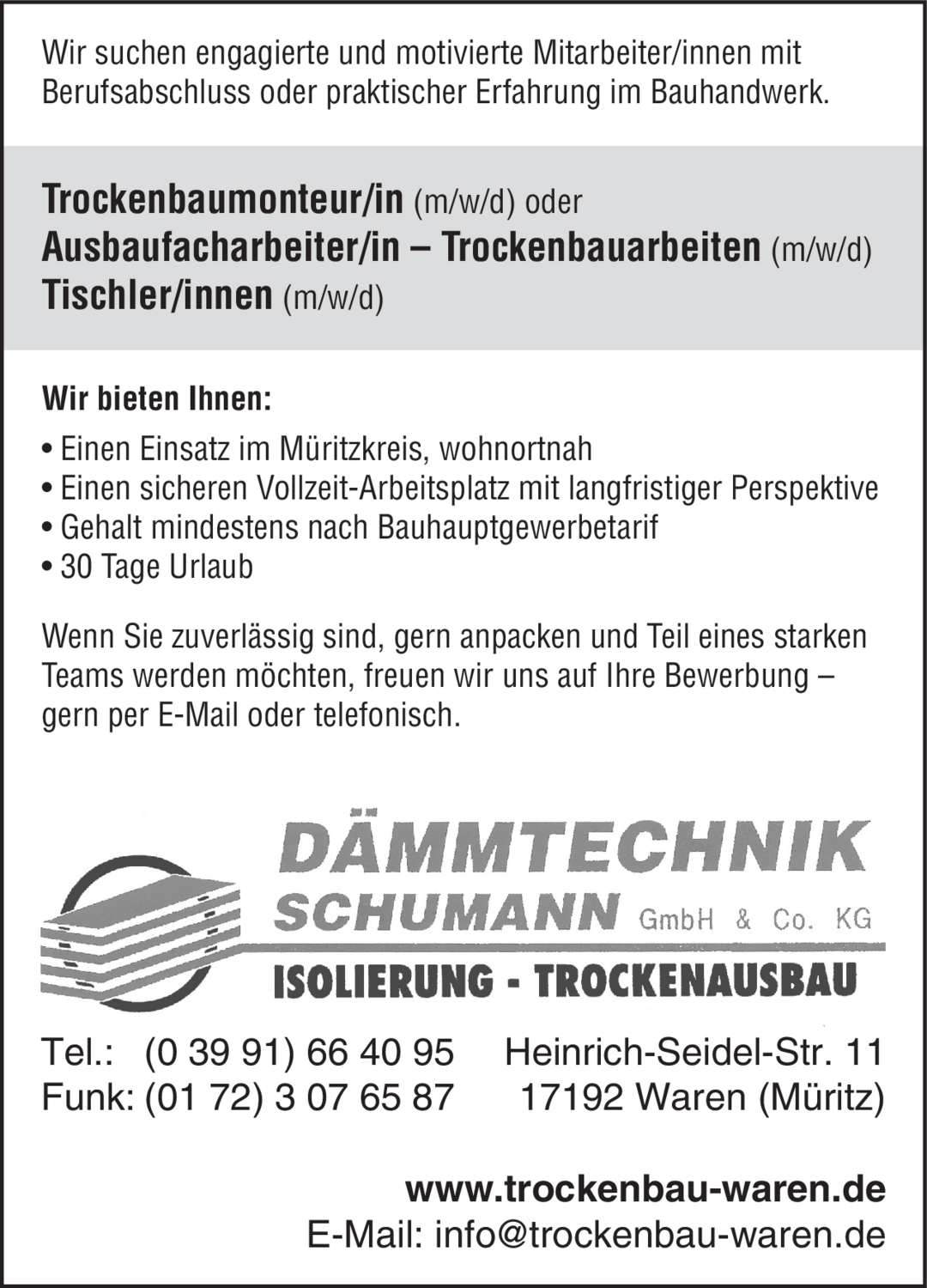 Trockenbaumonteur/in (m/w/d)
