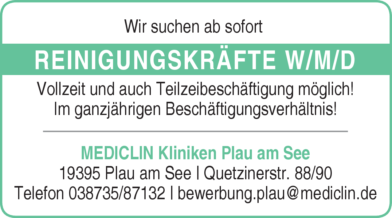 Reinigungskraft (w/m/d)