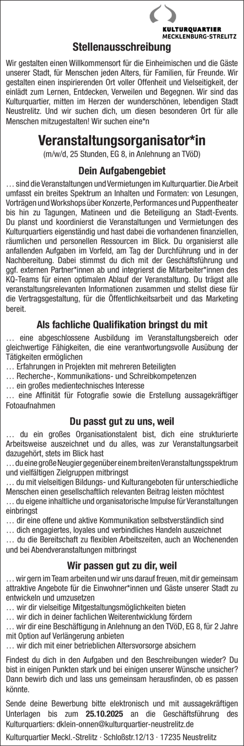 Veranstaltungsorganisator (m/w/d)