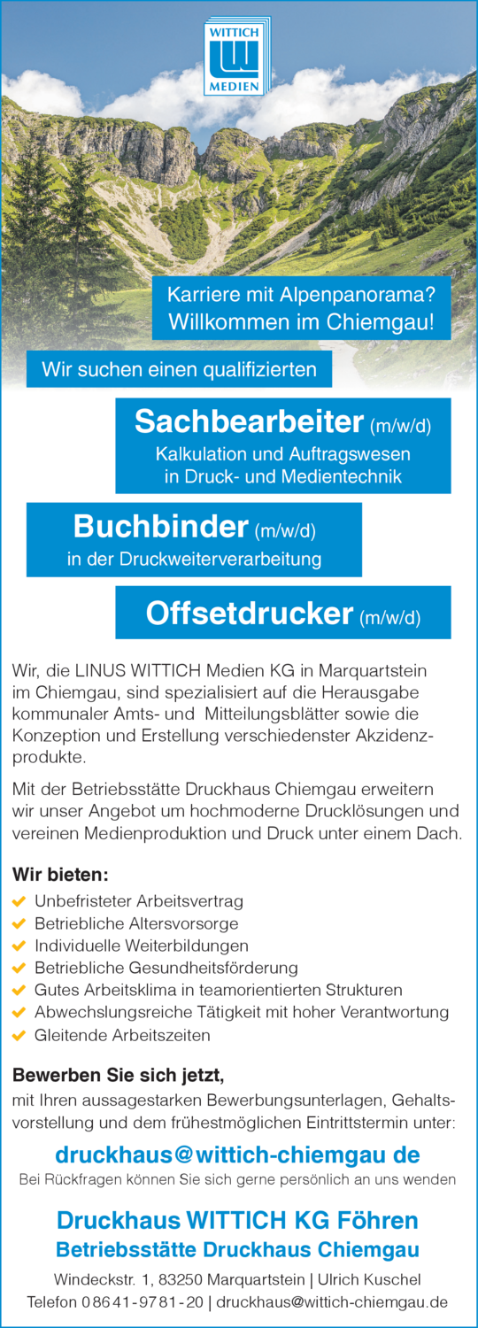 Sachbearbeiter (m/w/d) Kalkulation und Auftragswesen in Druck- und Medientechnik