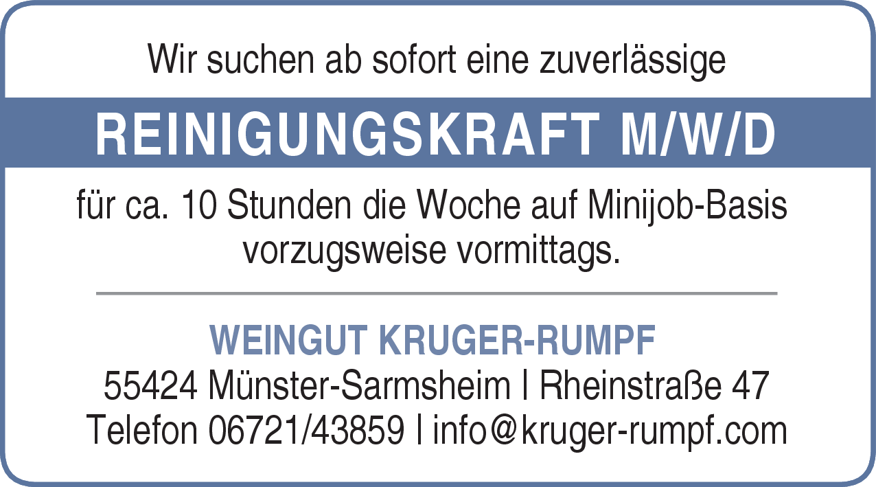 Reinigungskraft (m/w/d)