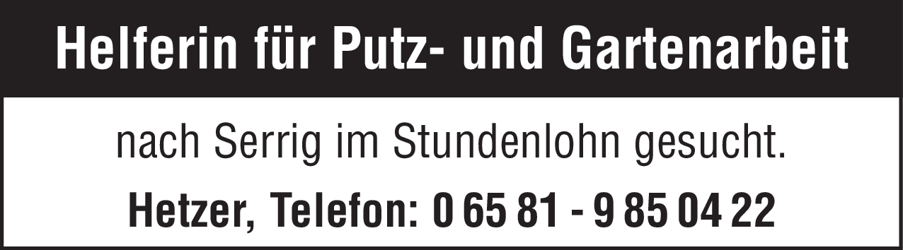 Helferin für Putz- und Gartenarbeit