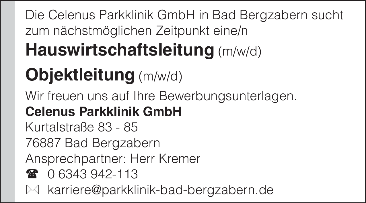 Hauswirtschaftsleitung (m/w/d)