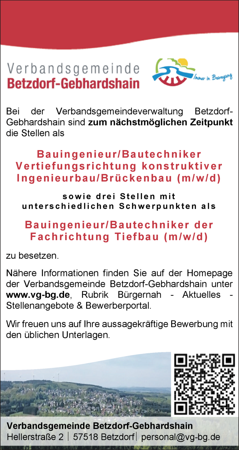 Bauingenieur/Bautechniker der Fachrichtung Tiefbau (m/w/d)