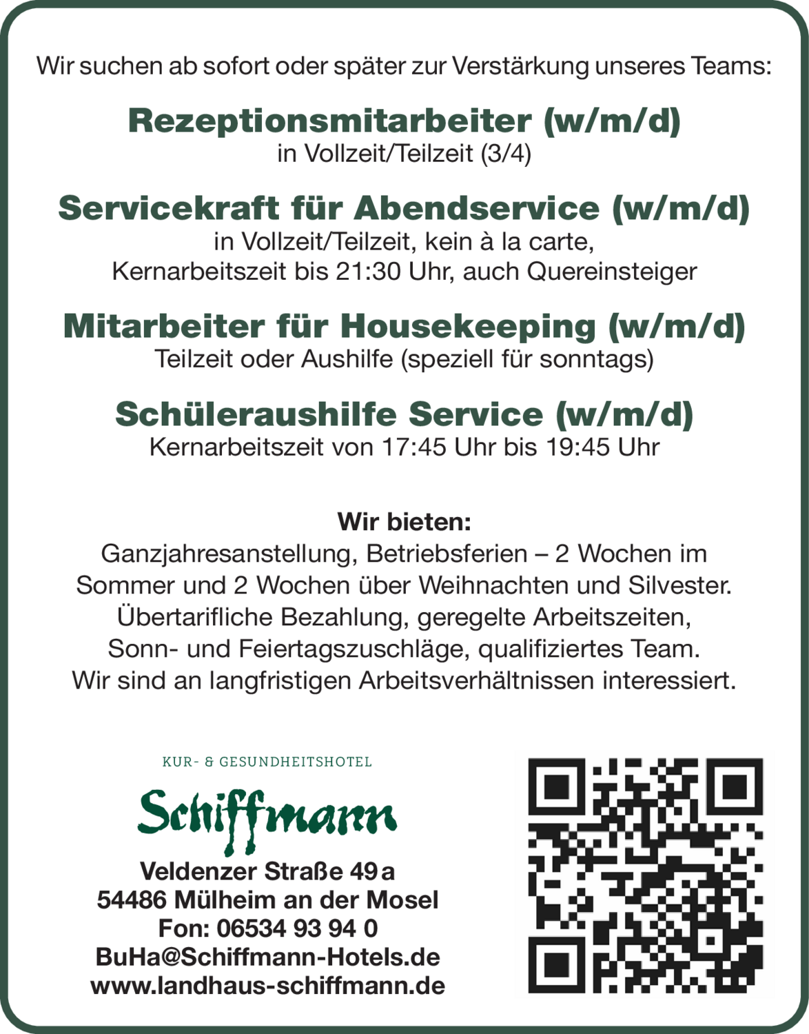 Schüleraushilfe Service (w/m/d)