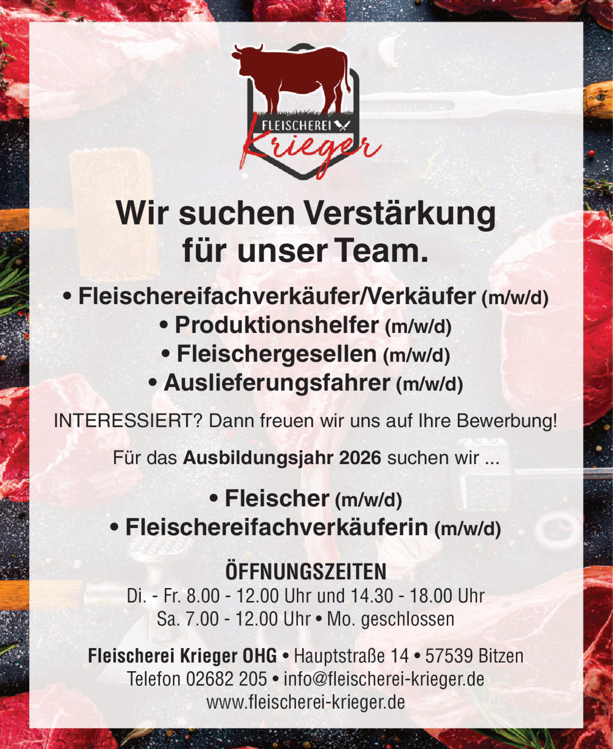 Fleischereifachverkäufer/Verkäufer (m/w/d)