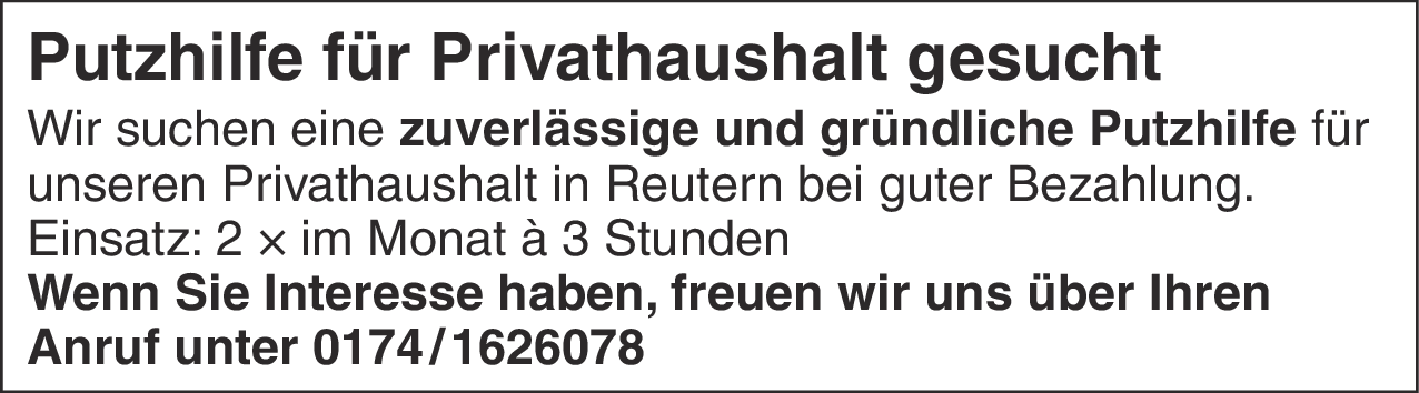Putzhilfe (m/w/d)