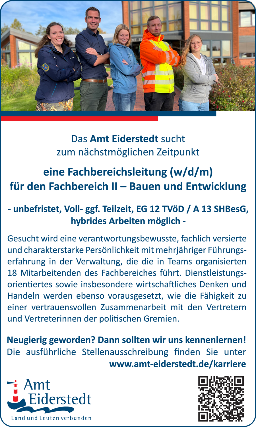 Fachbereichsleitung (w/d/m) für den Fachbereich II – Bauen und Entwicklung