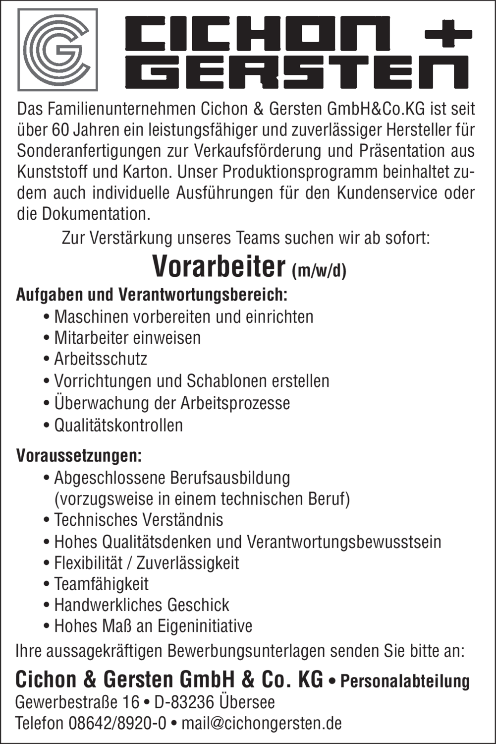 Vorarbeiter (m/w/d)