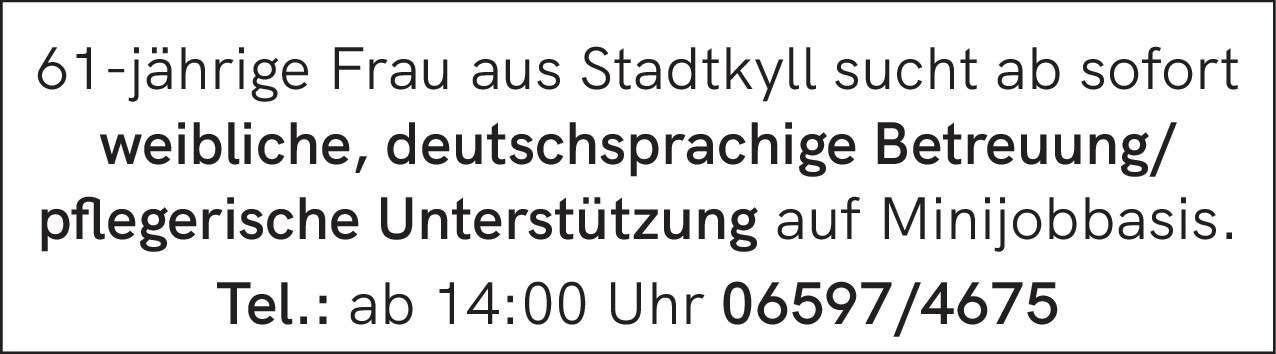 Betreuung/ pflegerische Unterstützung (m/w/d)