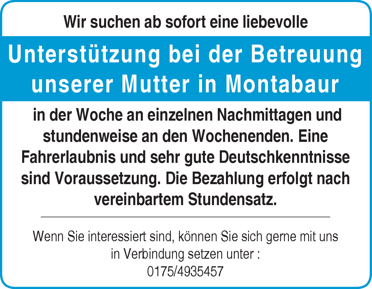 Unterstützung bei der Betreuung (m/w/d)