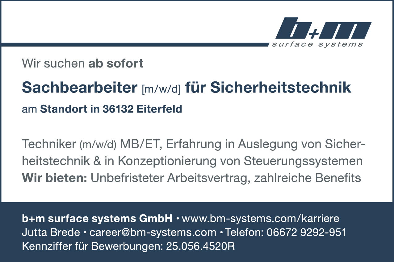 Sachbearbeiter (m/w/d) für Sicherheitstechnik