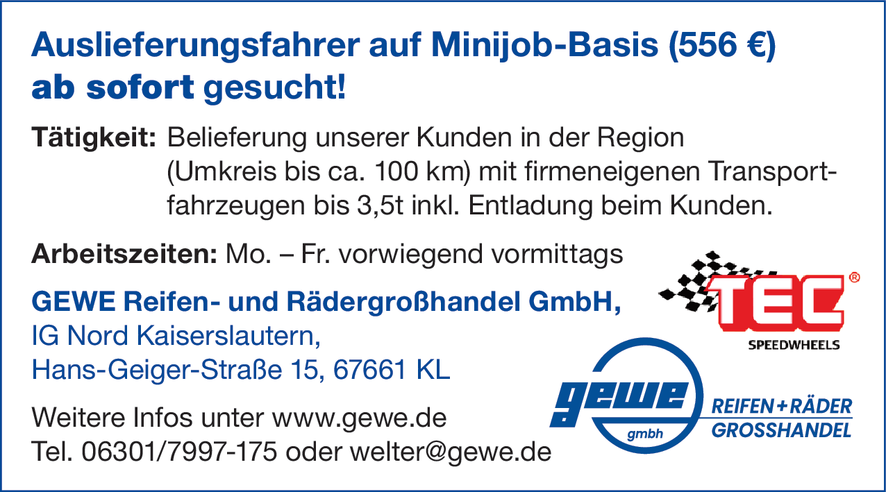 Auslieferungsfahrer (m/w/d)