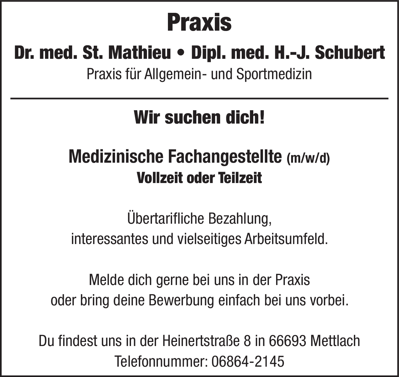 Medizinische Fachangestellte (m/w/d)
