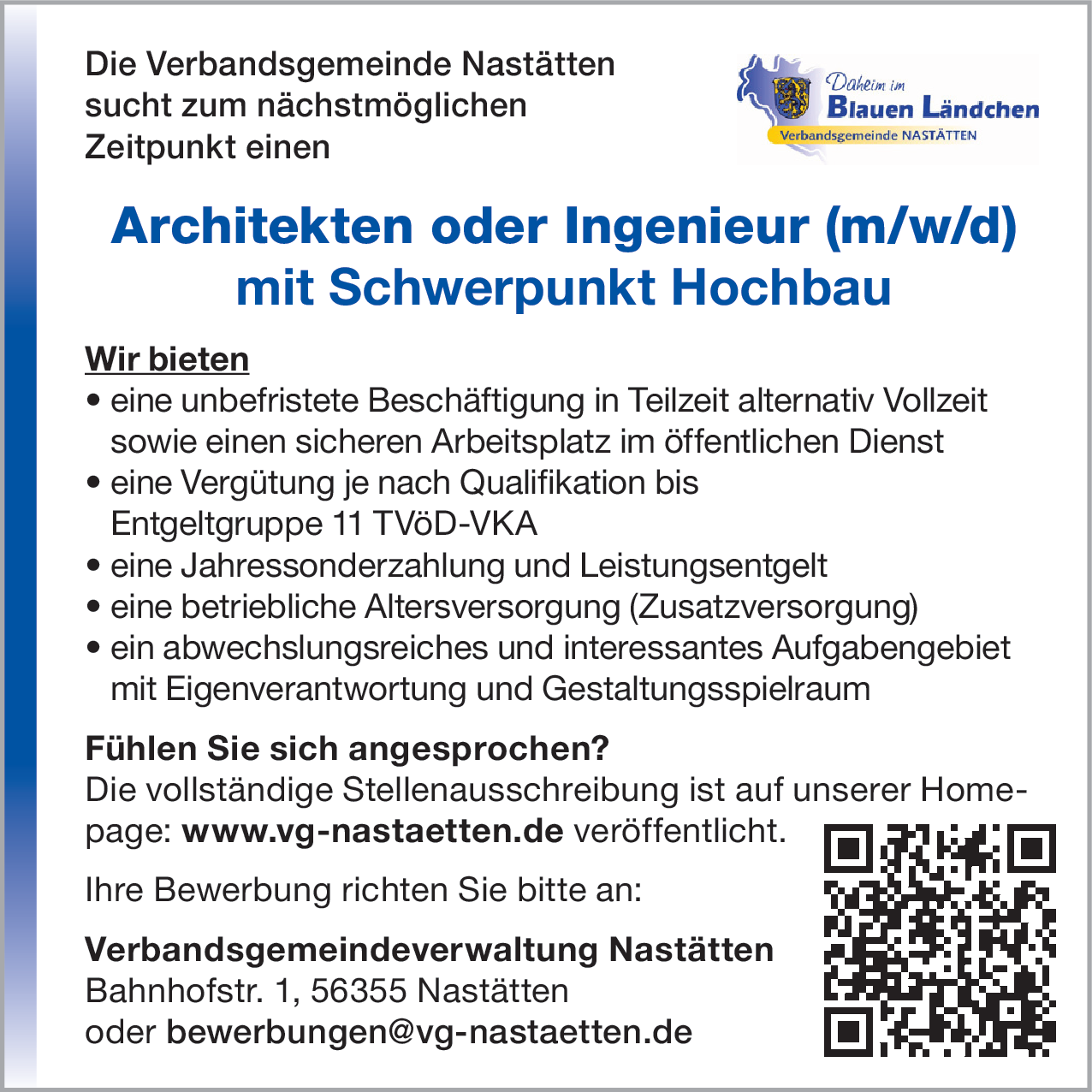 Architekt oder Ingenieur (m/w/d) mit Schwerpunkt Hochbau
