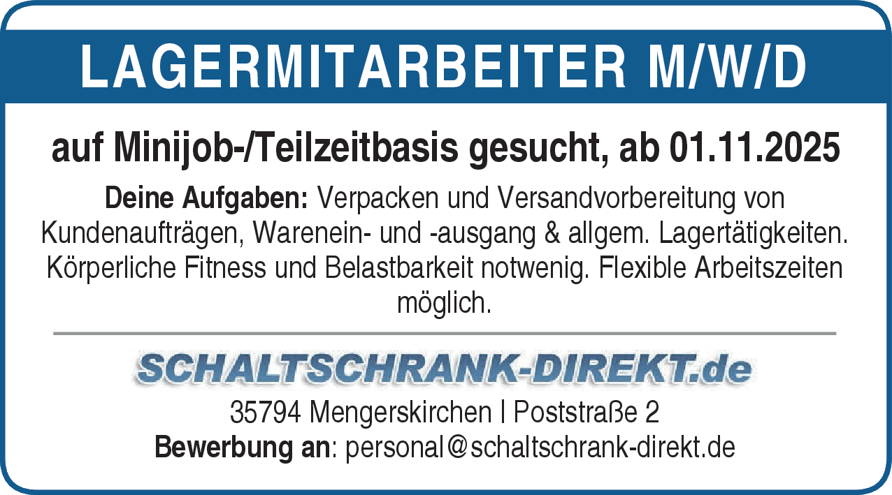 Lagermitarbeiter (m/w/d)