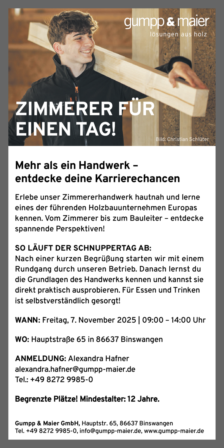 Zimmerer für einen Tag