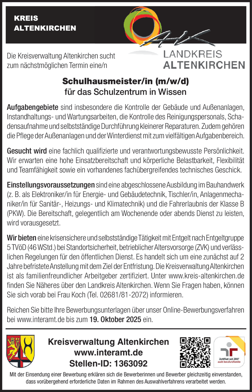 Schulhausmeister/in (m/w/d)