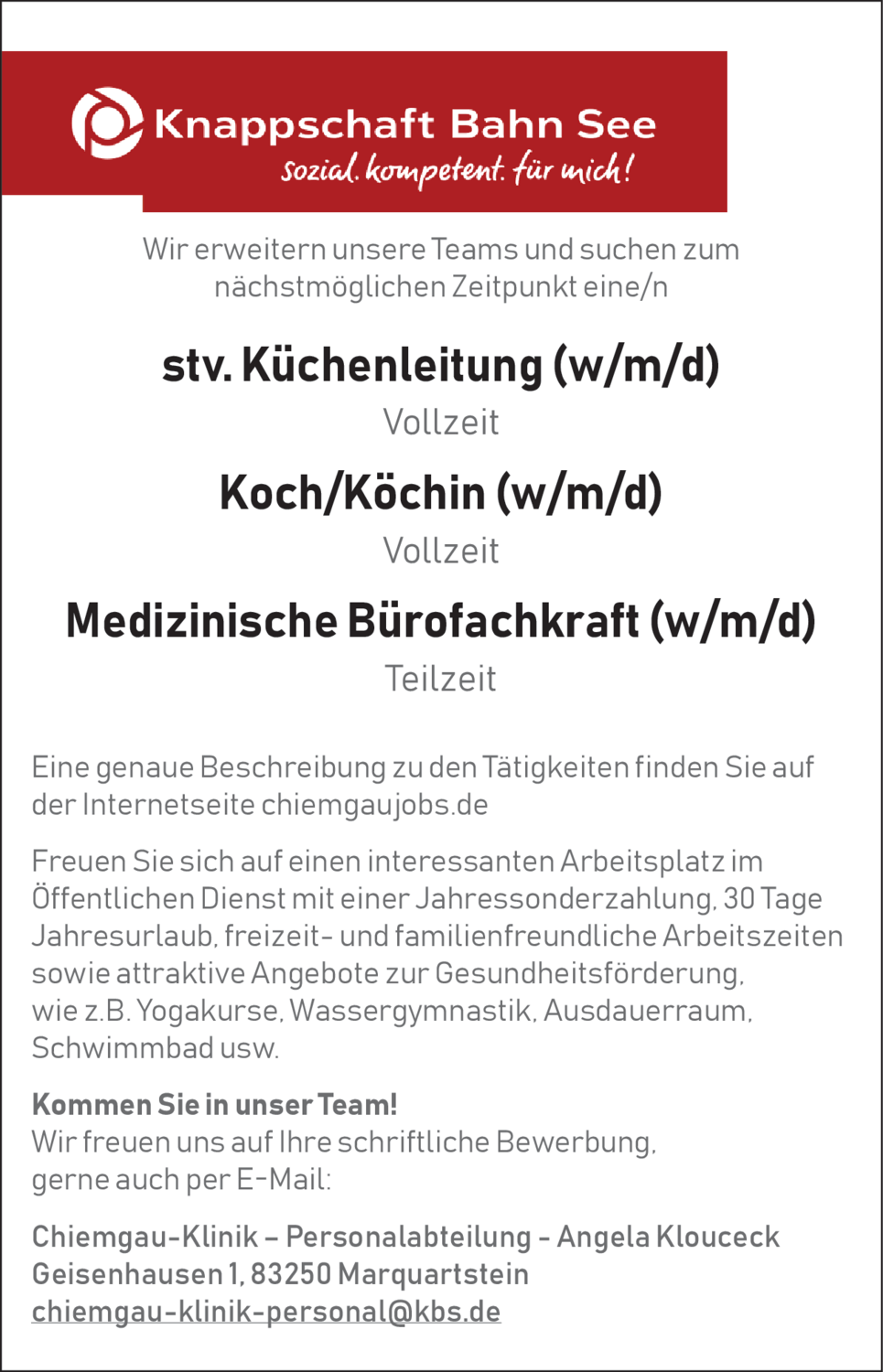 Koch/Köchin (w/m/d)