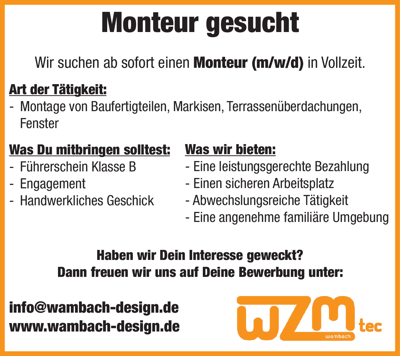 Monteur (m/w/d)