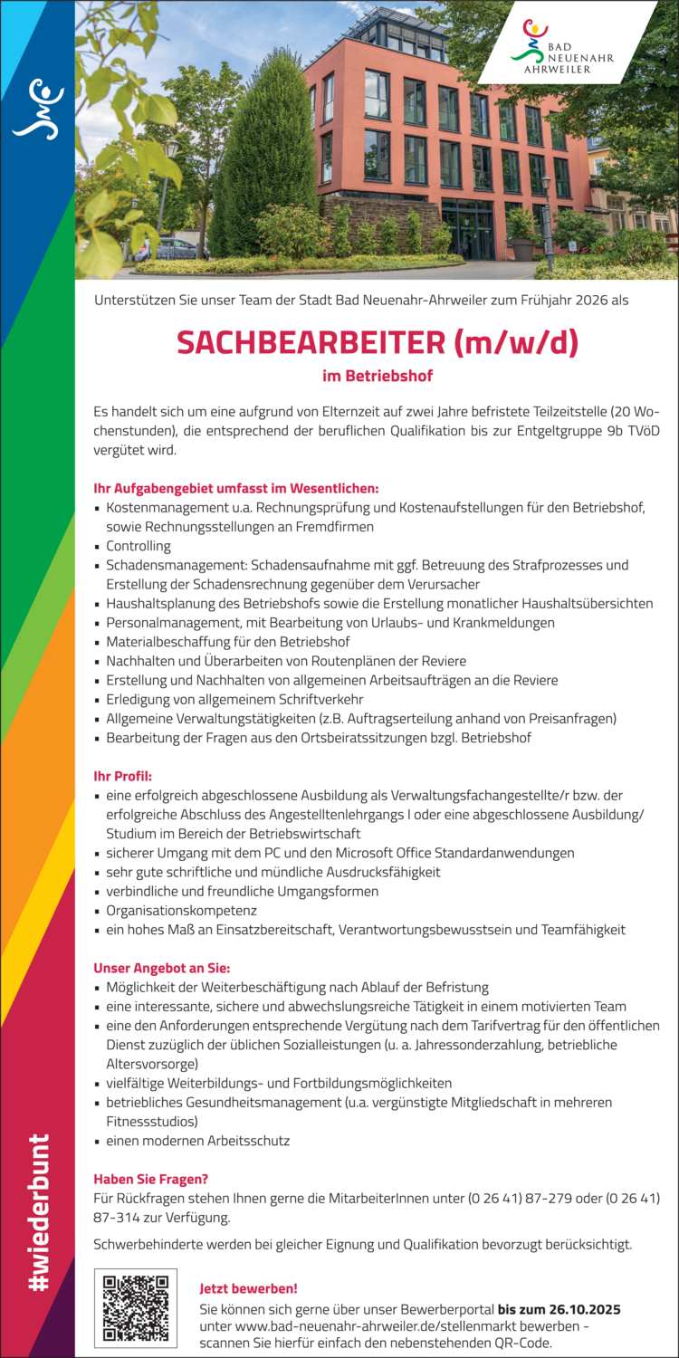 Sachbearbeiter (m/w/d) im Betriebshof