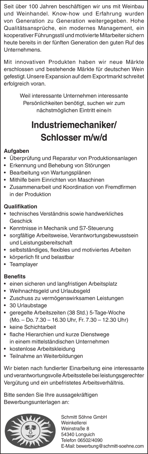Industriemechaniker (m/w/d)
