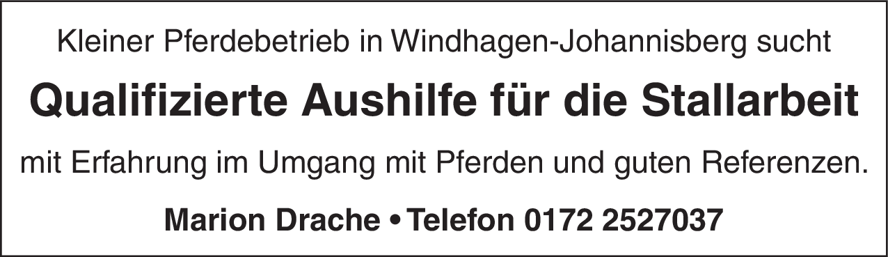 Qualifizierte Aushilfe für die Stallarbeit