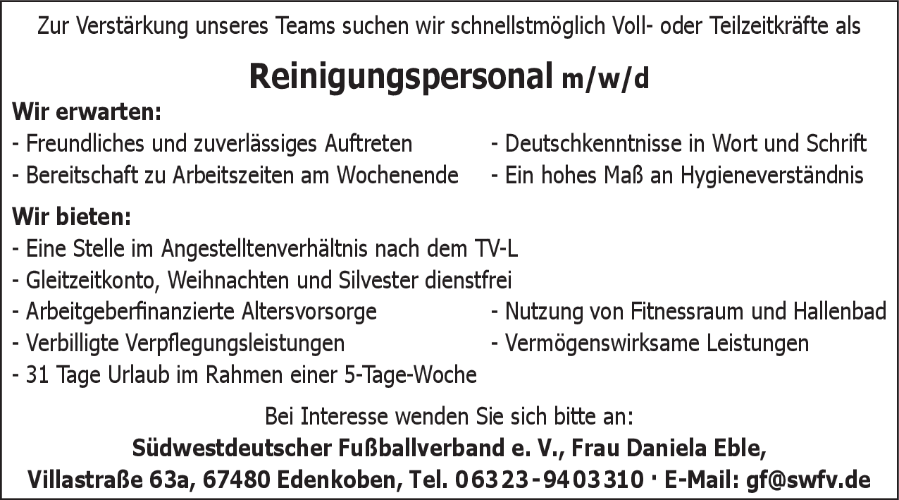 Reinigungspersonal (m/w/d)