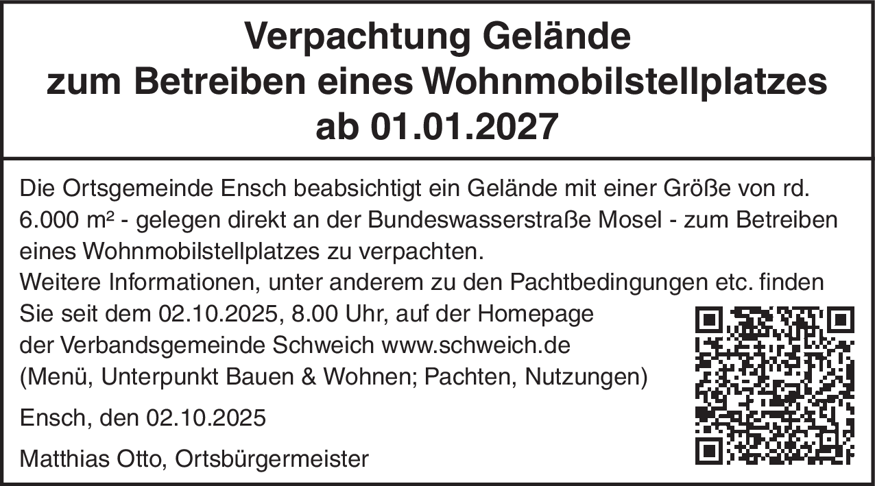 Verpachtung Gelände (m/w/d)