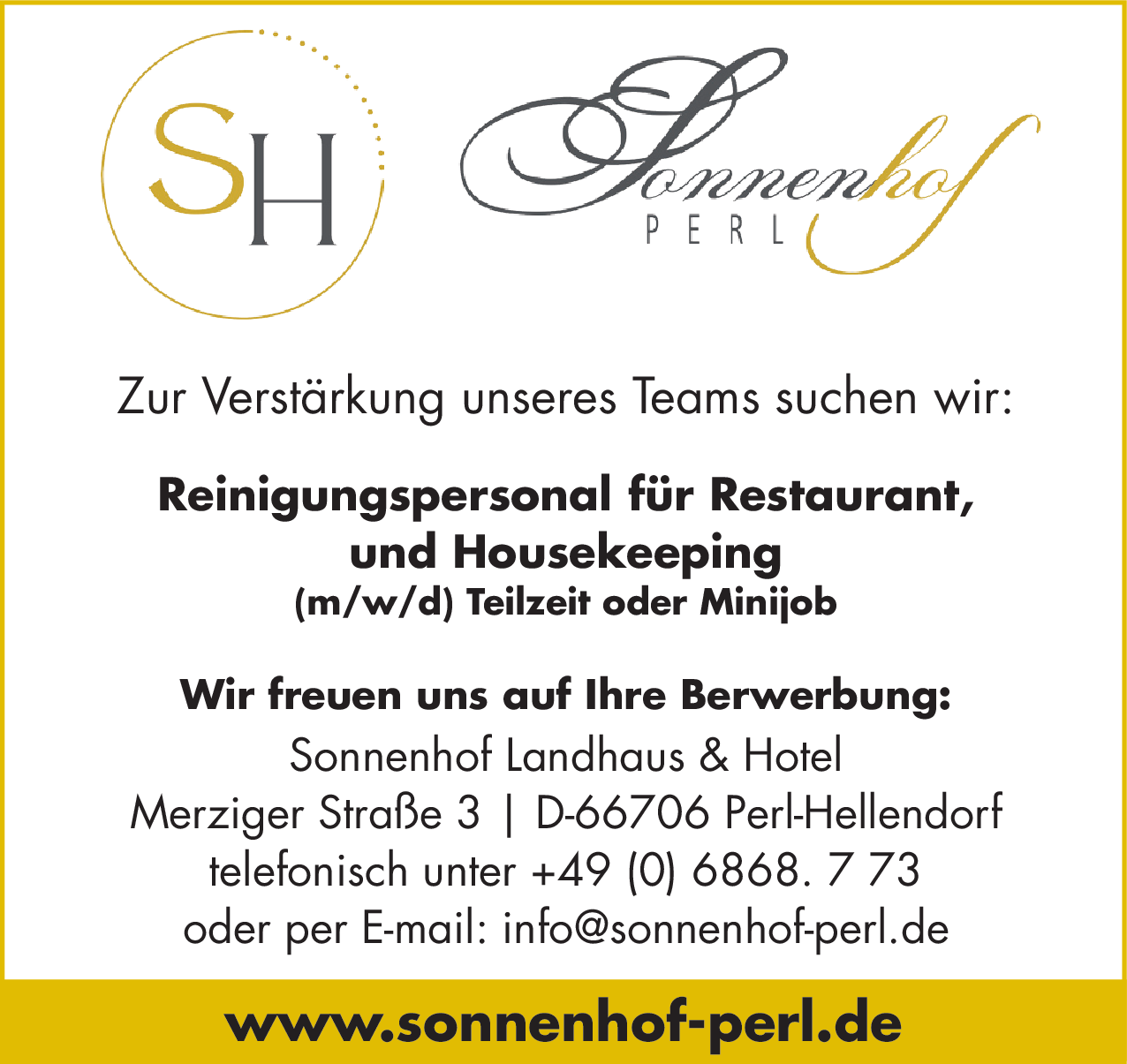 Reinigungspersonal für Restaurant, und Housekeeping (m/w/d)