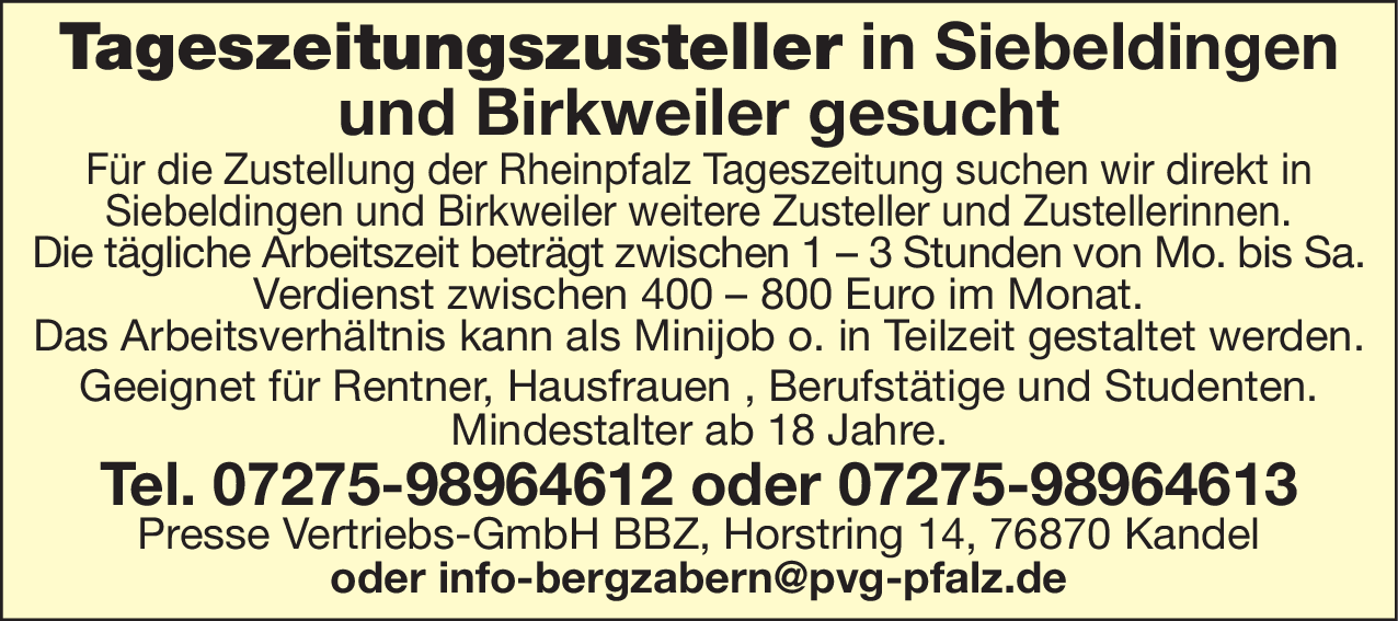 Tageszeitungszusteller (m/w/d)