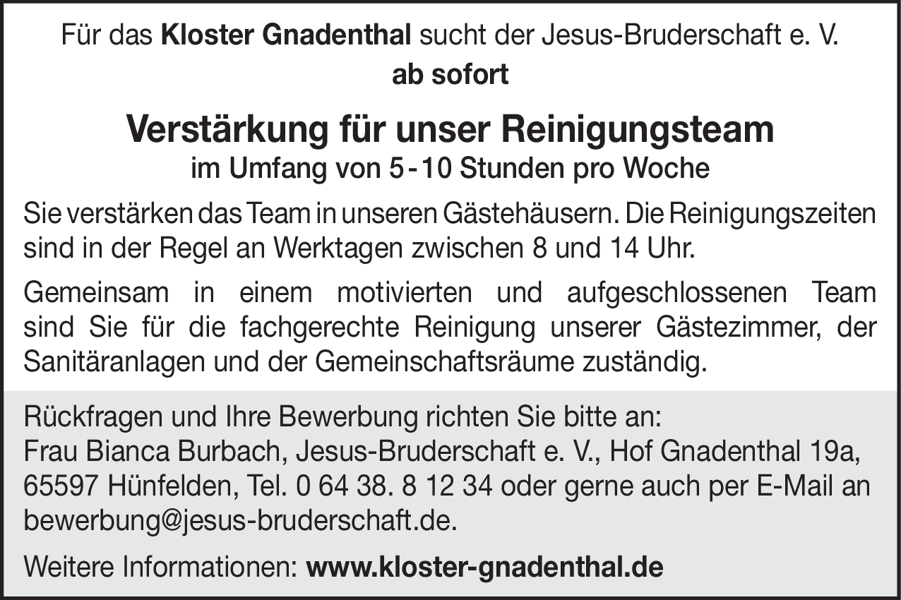 Verstärkung für unser Reinigungsteam