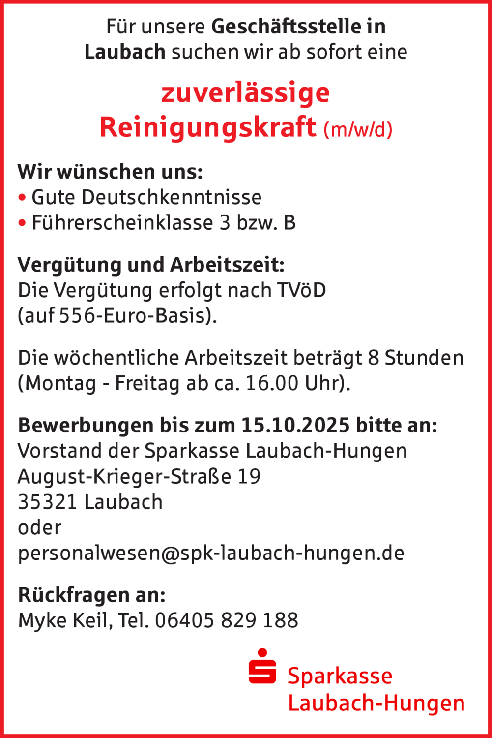 Reinigungskraft (m/w/d)