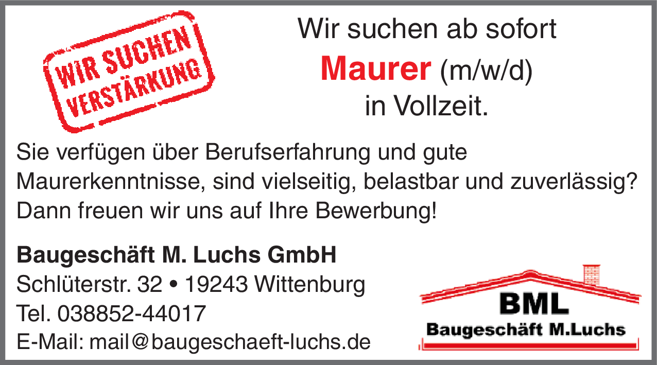 Maurer (m/w/d)