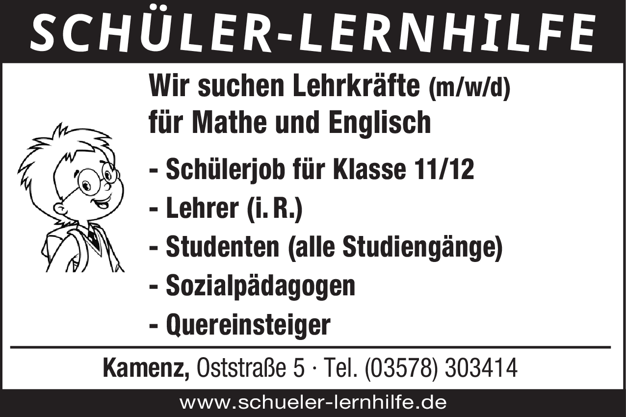 Lehrkraft (m/w/d) für Mathe und Englisch