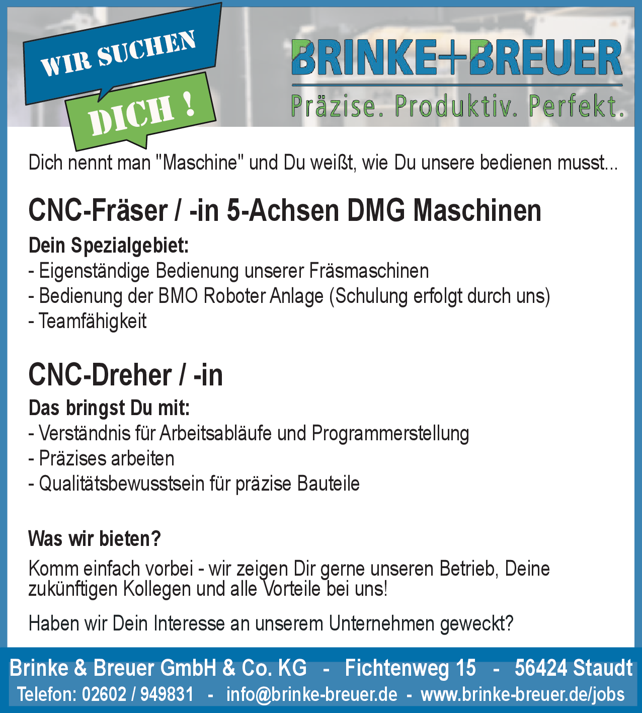 CNC-Fräser / -in 5-Achsen DMG Maschinen