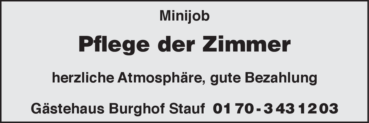 Pflege der Zimmer (m/w/d)