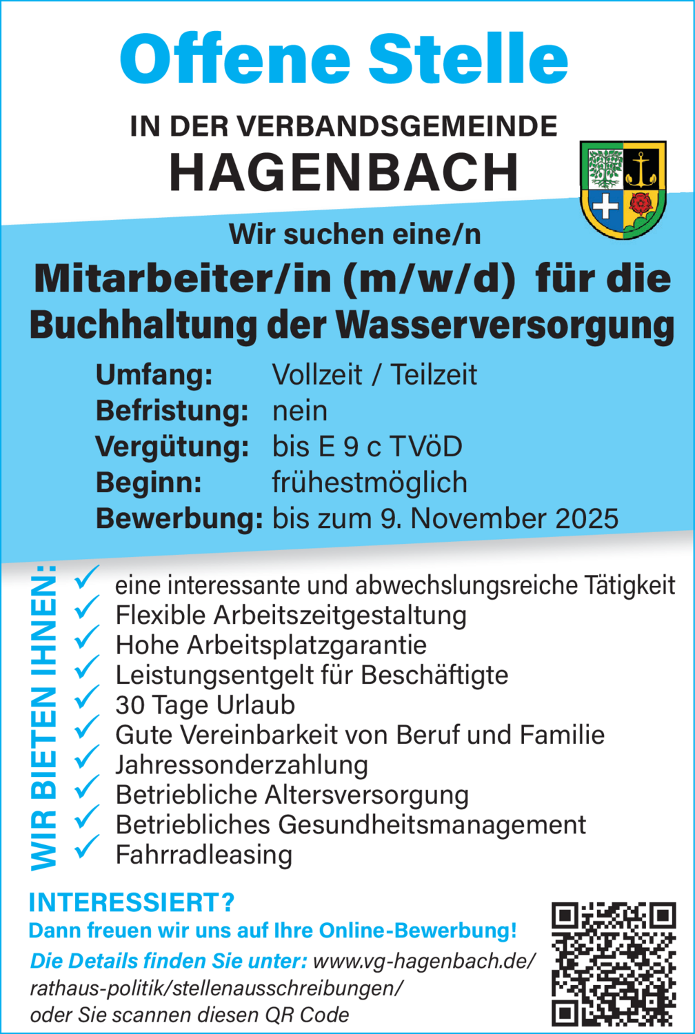 Mitarbeiter/in (m/w/d) für die Buchhaltung der Wasserversorgung