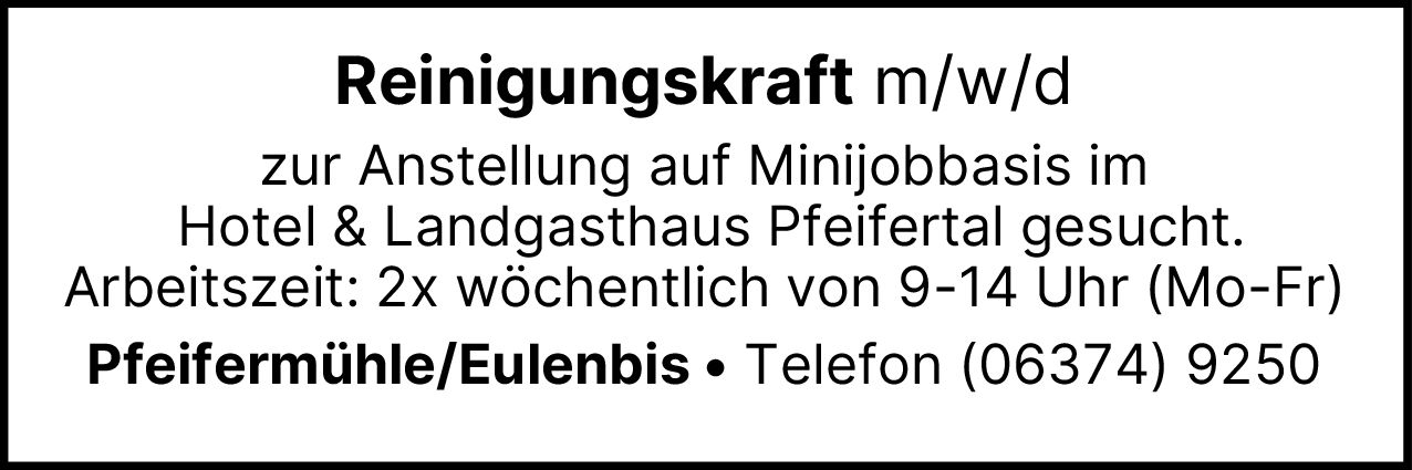 Reinigungskraft (m/w/d)