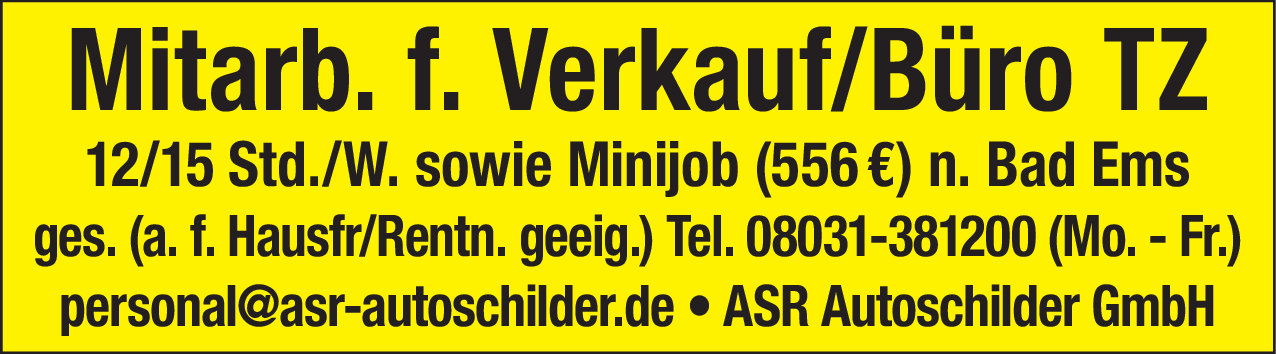 Mitarbeiter für Verkauf/Büro (m/w/d)
