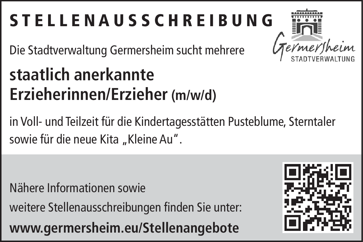 Staatlich anerkannte Erzieherin/Erzieher (m/w/d)