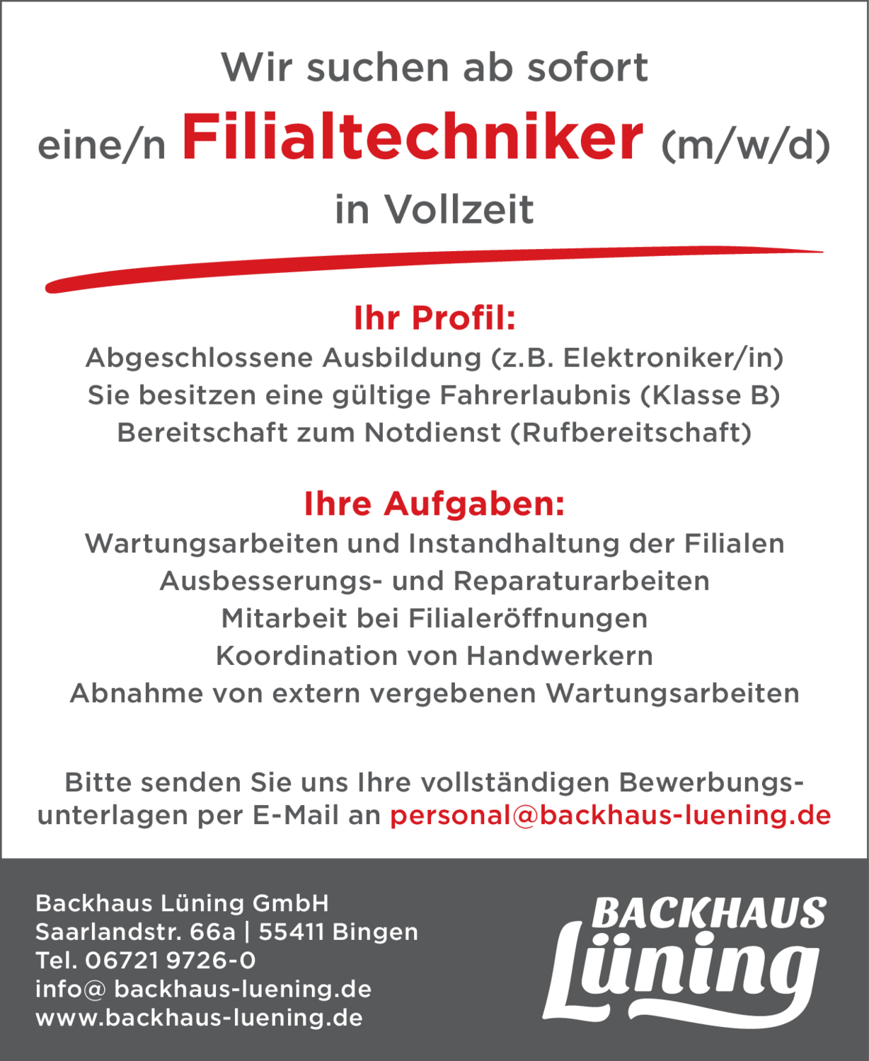 Filialtechniker (m/w/d)