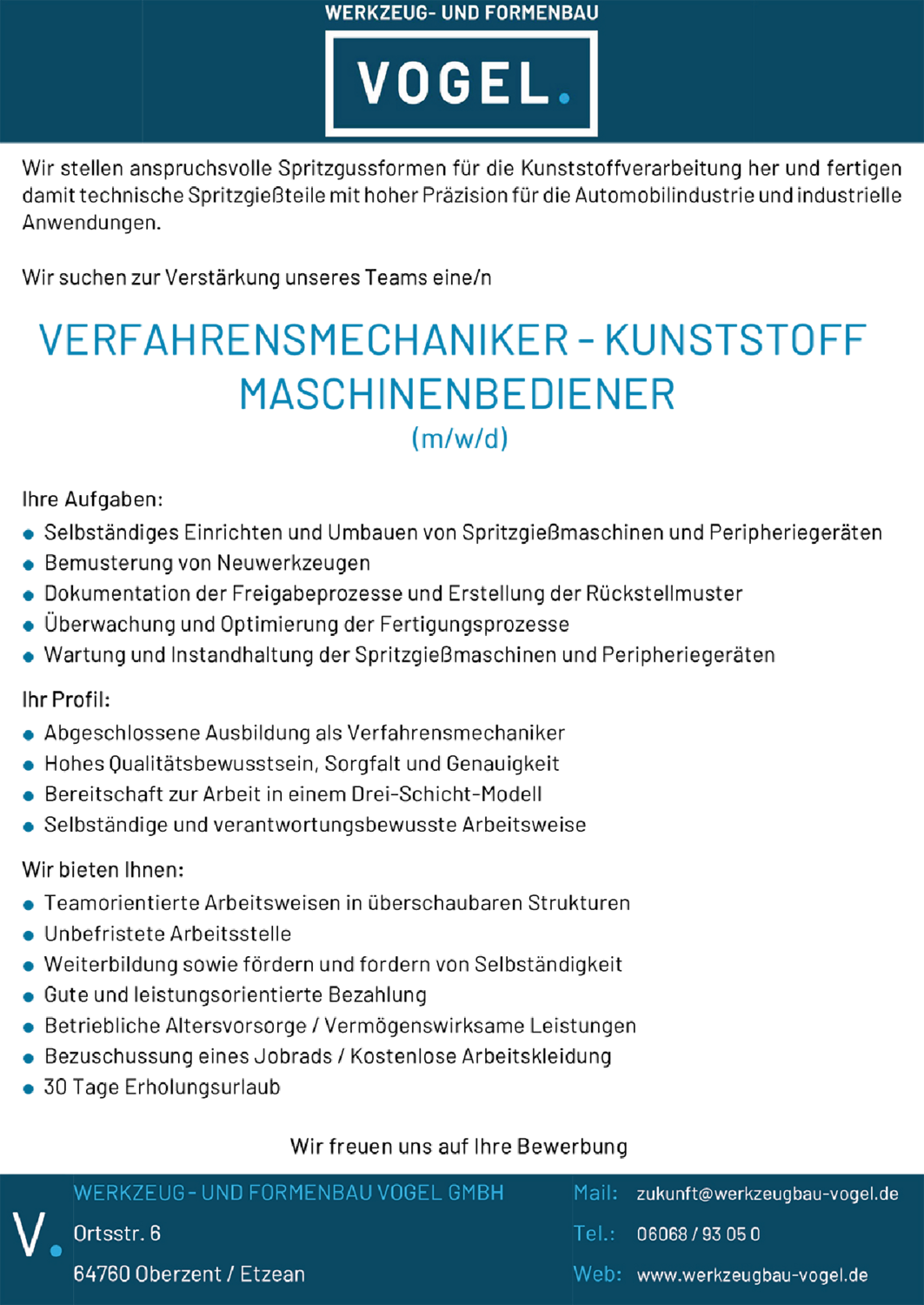 Verfahrensmechaniker - Kunststoff Maschinenbediener (m/w/d)