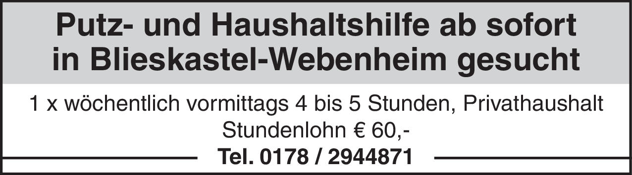 Putz- und Haushaltshilfe (m/w/d)